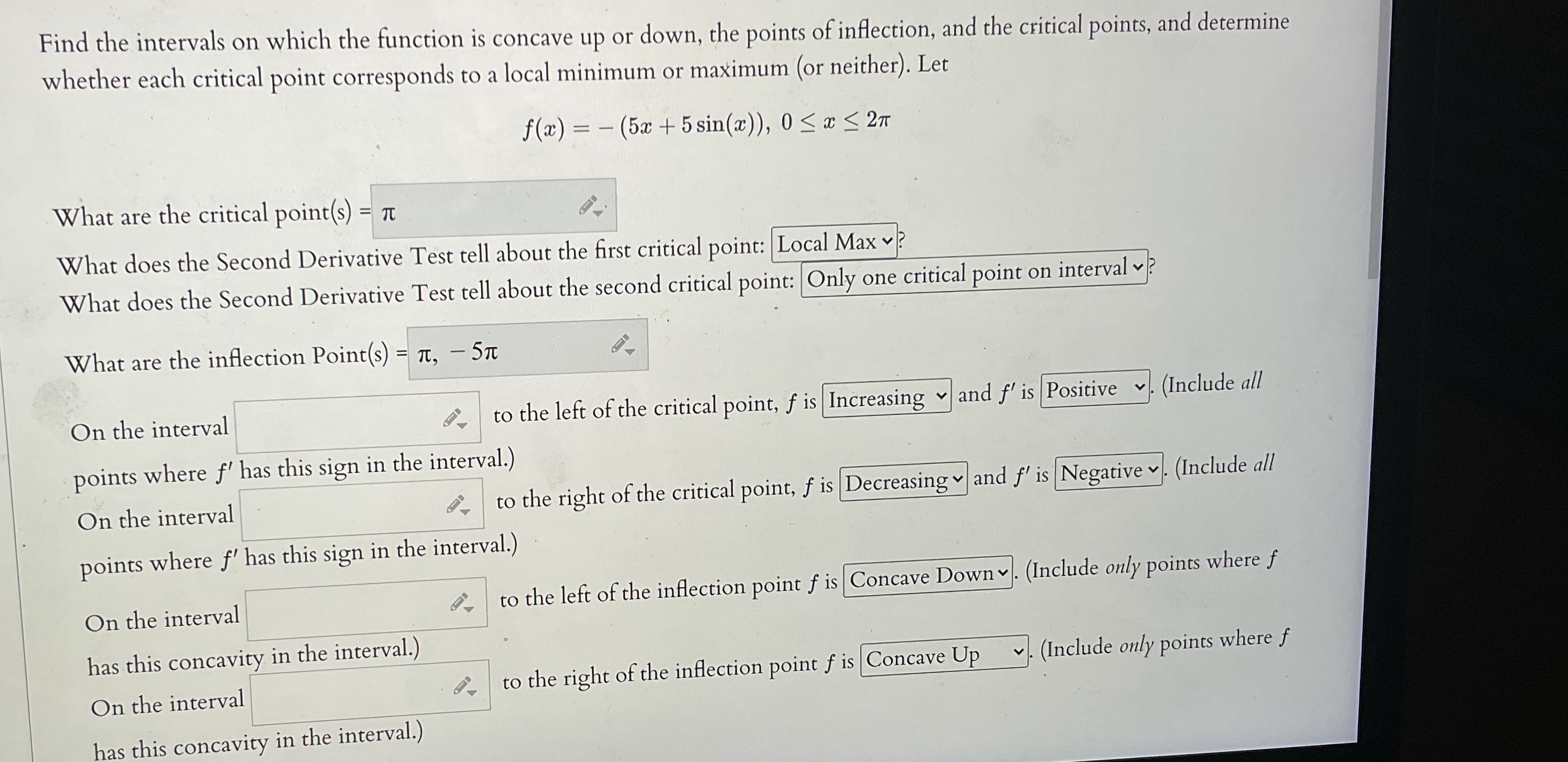 Find the intervals on which the function is concave up or