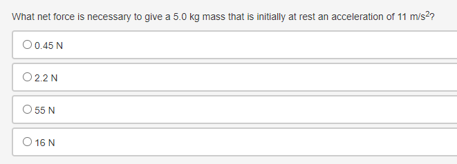 the relationship between mass and acceleration as supported by the data table