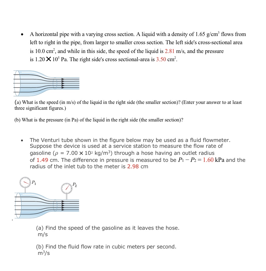 with a density of 1.65 g/cm' flows from left to right in