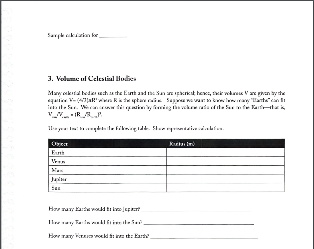 sense about the sizes of various objects and their typical distances. 1.