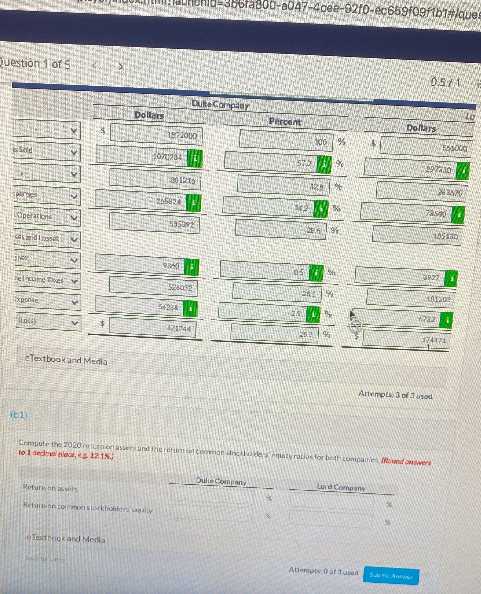 Help me compute the 2020 return on assets and the returns on
