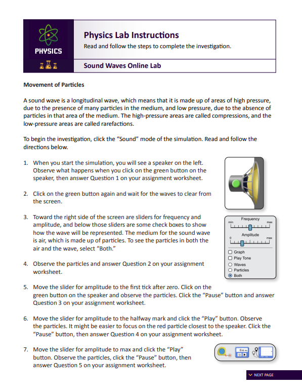  Physics Lab Instructions PHYSICS Read and follow the steps to complete