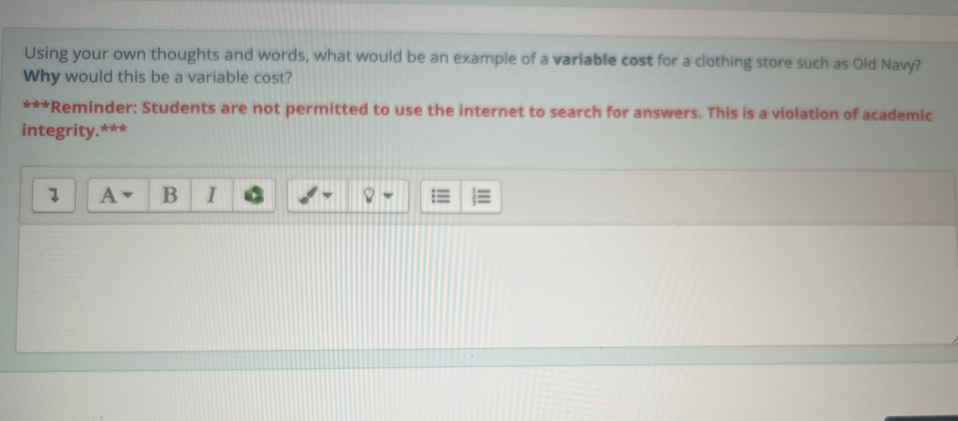  Using your own thoughts and words, what would be an example