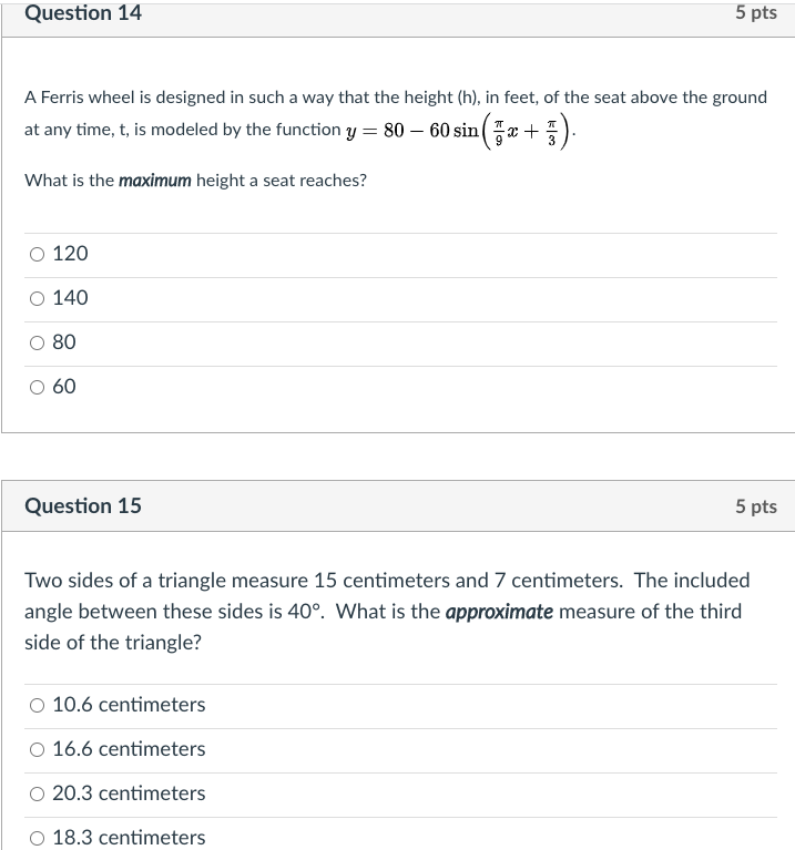 +4 O y = 6 sin(# - 4) + 3 Question 13