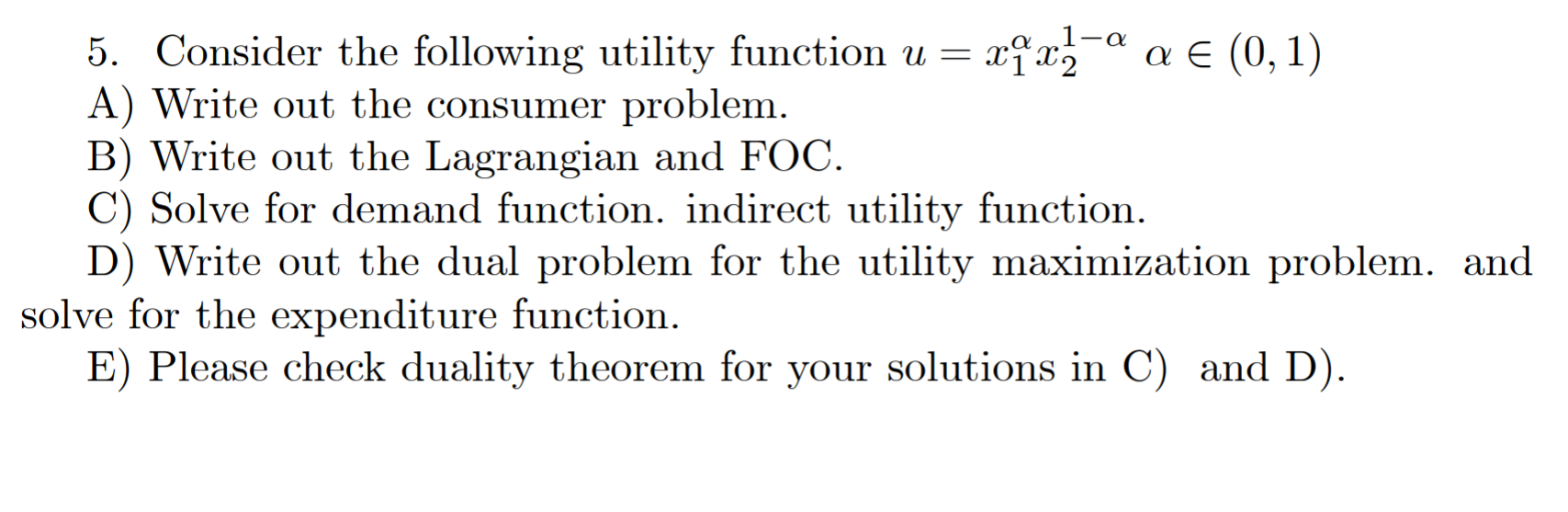  5. Consider the following utility function u = 33313:?\" o 6