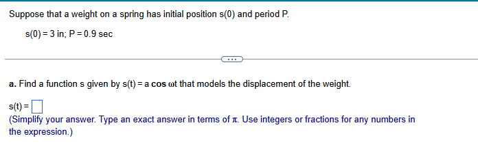 section 9.81 Consider the following simple harmonic motion equation. What is