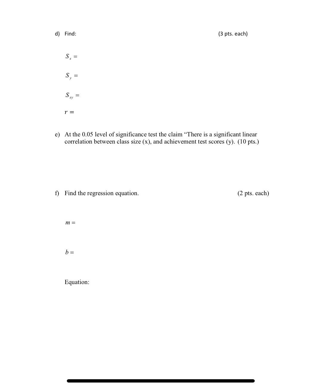 r = e) At the 0.05 level of significance test the claim