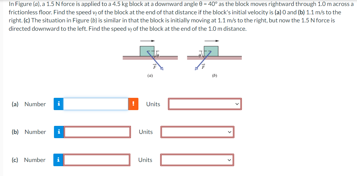4.5 kg block at a downward angle 0 = 40 as the