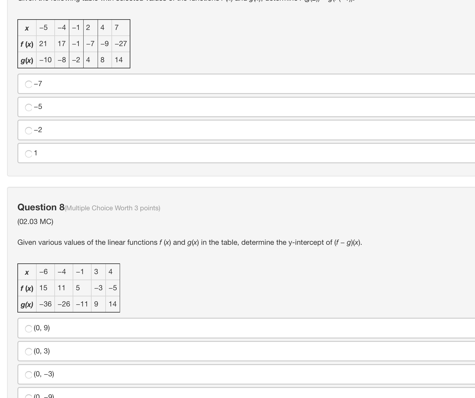 (1, 2) and (-4, -1)Question 2(Multiple Choice Worth 3 points) (02.01 LC)