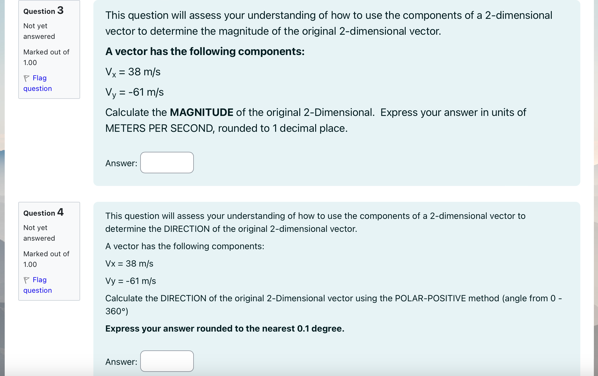 1 Not yet answered Marked out of 4.00 \\V Flag question This
