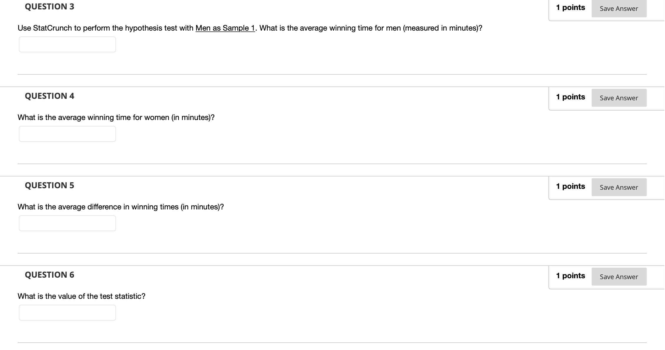 NY Marathon in StatCrunch to complete this exercise. For each year from