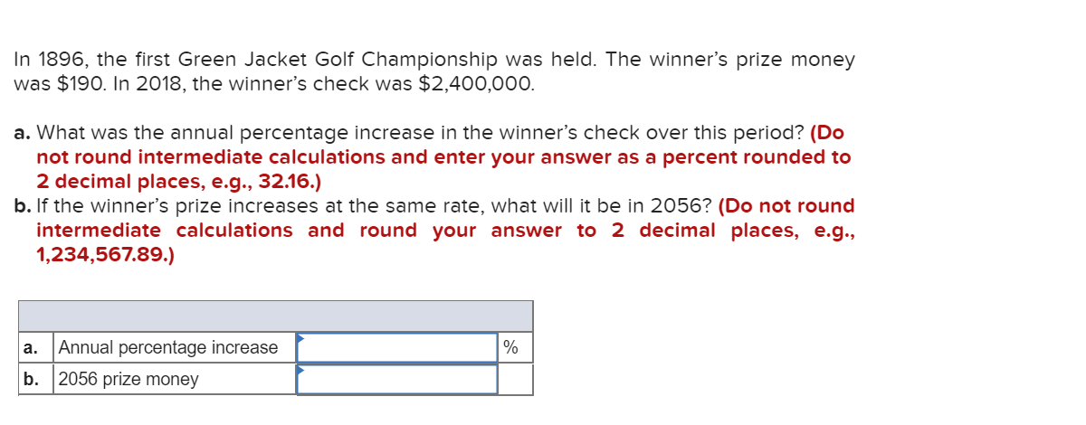 Need help understanding In 1896, the first Green Jacket Golf Championship was