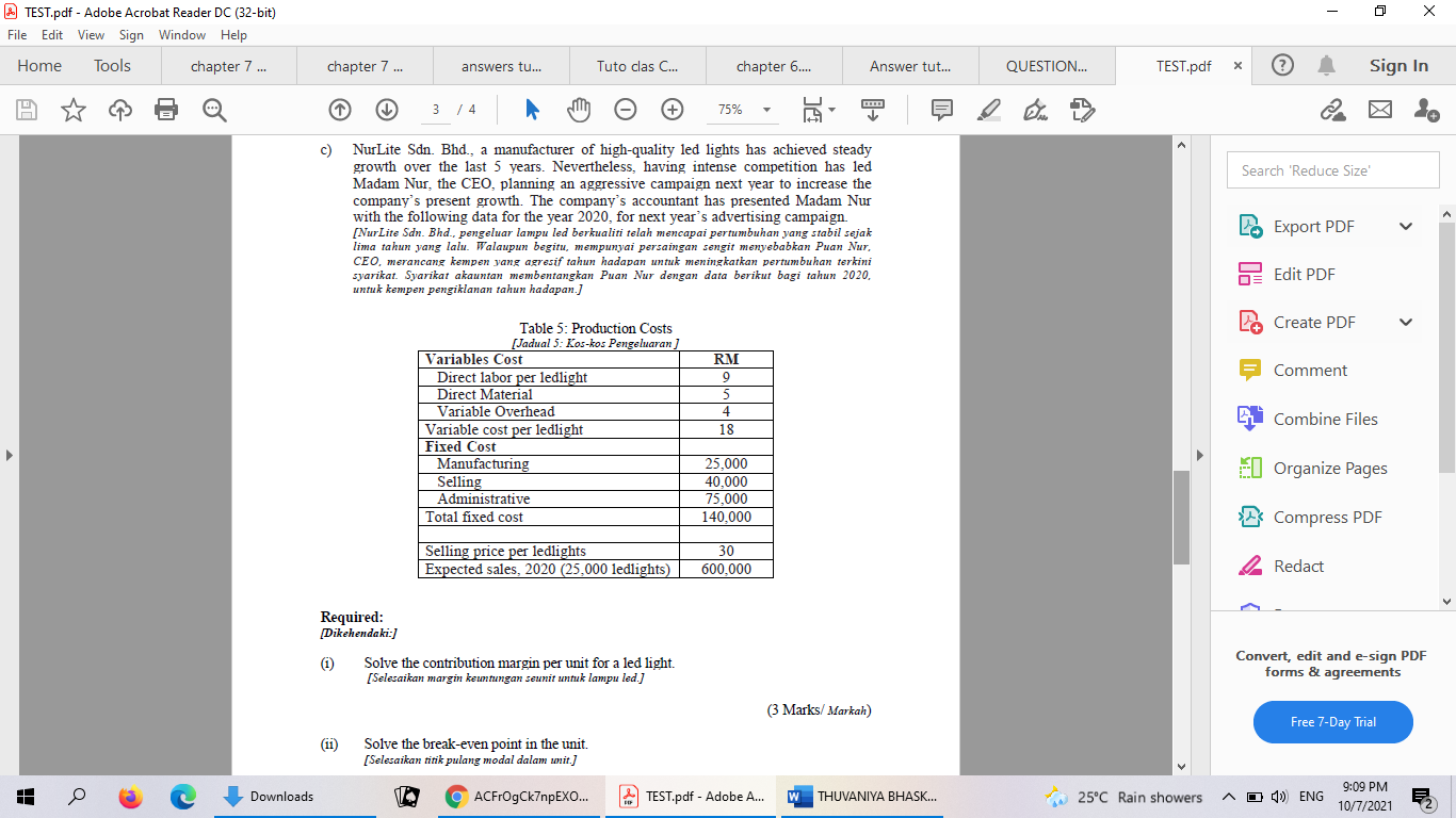 the following information available: [Syarikat Dermaniaga mempunyai maklumat berikut: Search 'Reduce Size'