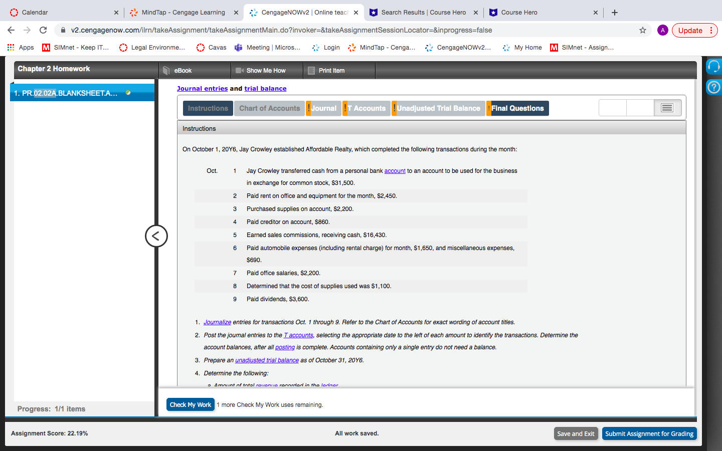 I need help with the final questions Calendar x MindTap - Cengage