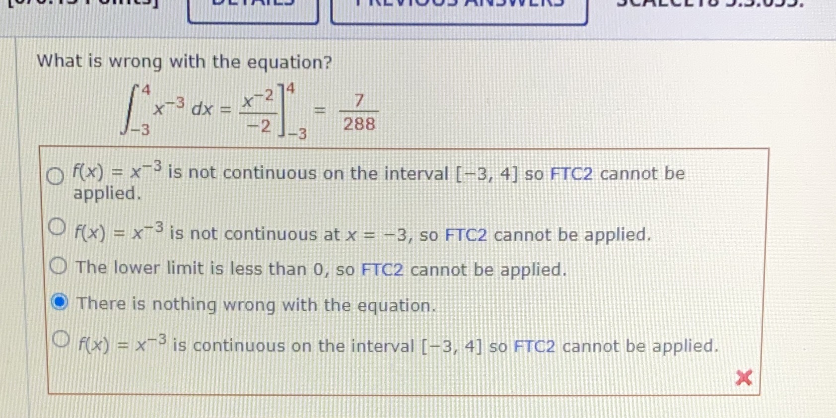  What is wrong with the equation? 4 * 3 dx -