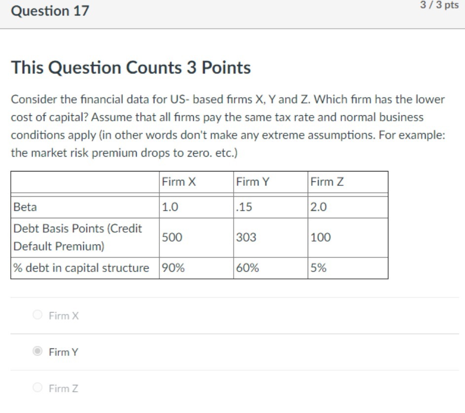 Question 17 3 / 3 pts This Question Counts 3 Points