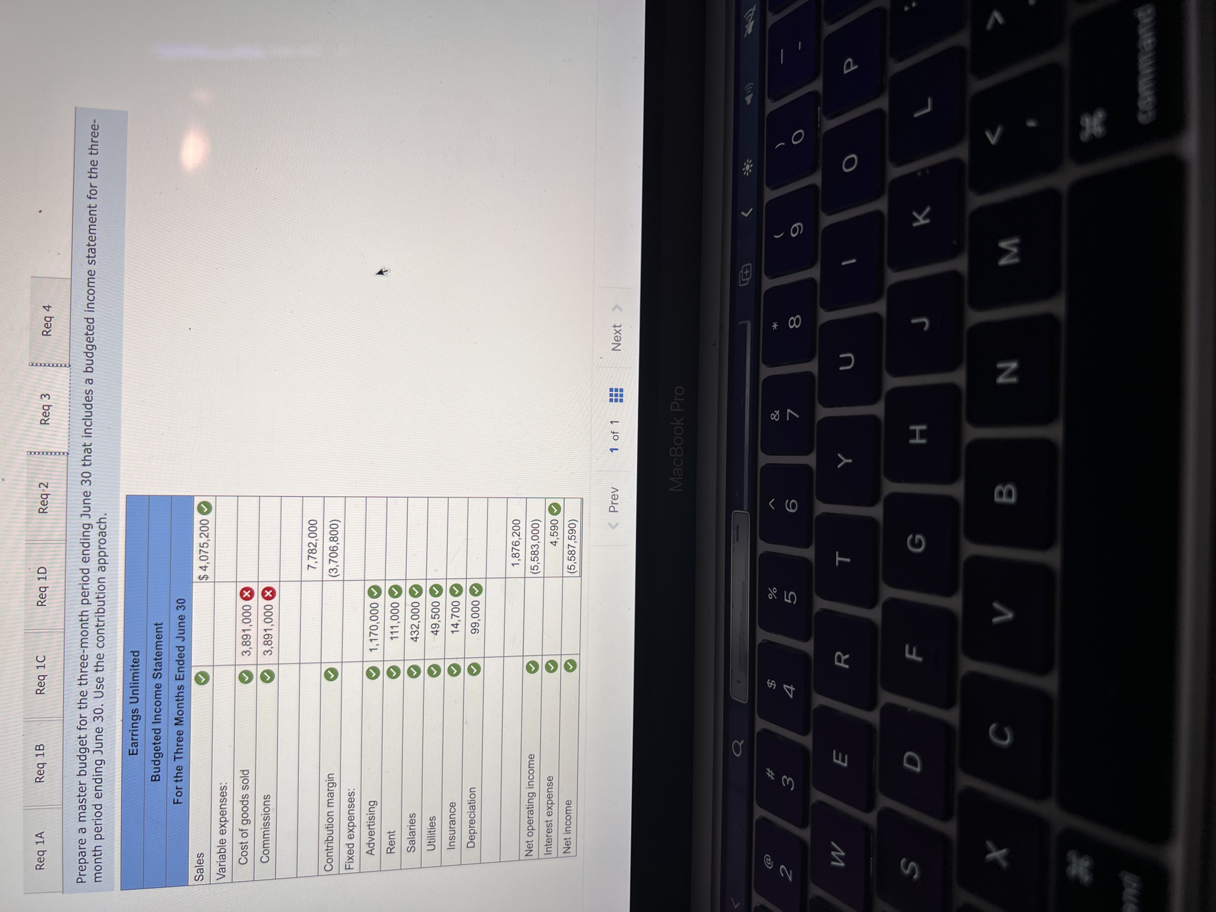 Statement For the Three Months Ended June 30 Sales $ 4,075,200 Variable