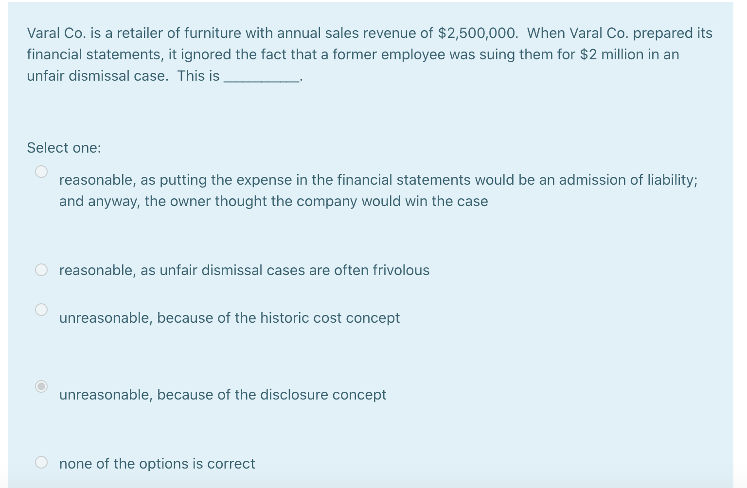 which answer is right for this question? Varal Co. is a retailer