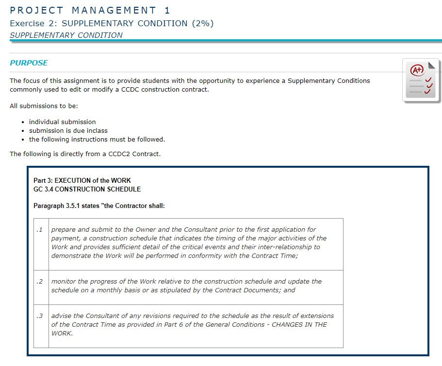 a CCDC construction contract. All submissions to be: . individual submission .