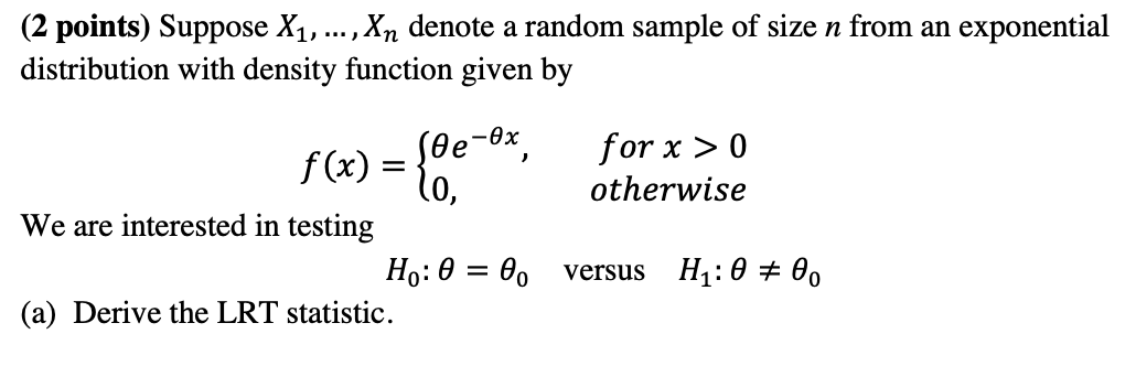 size n from an exponential distribution with density mction given by 6199",