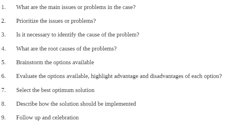 'What are the main issues or problems in the case? Prioritize