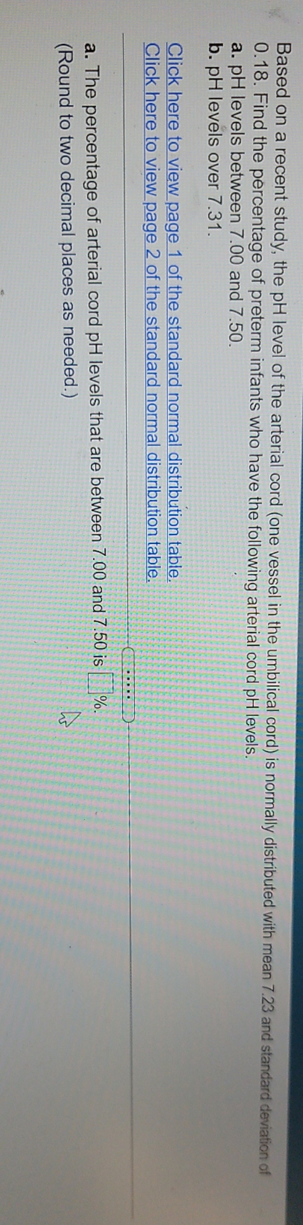 parts a and b Based on a recent study, the pH level