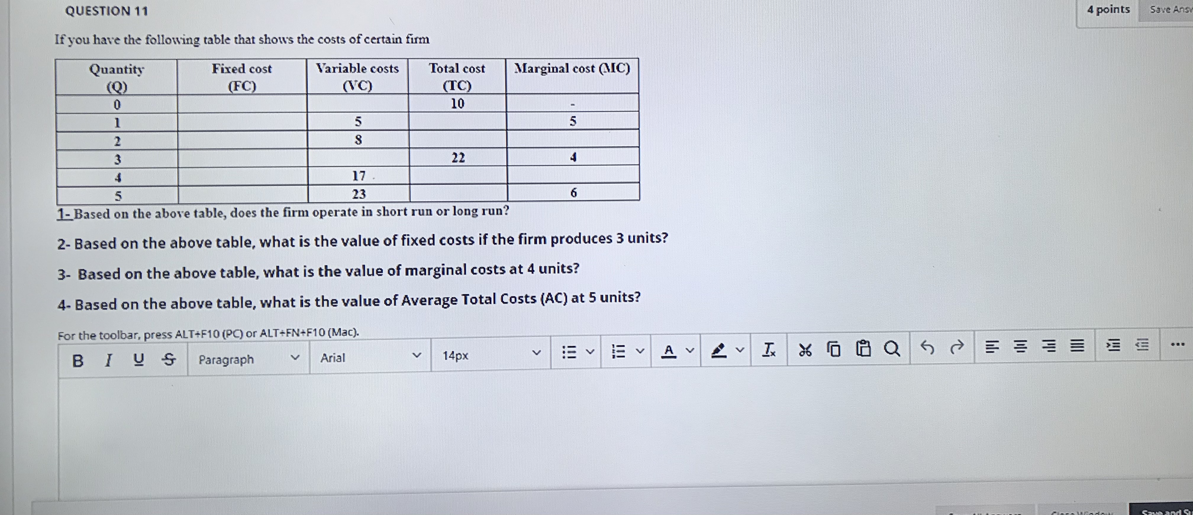 please help me QUESTION 11 4 points Save Ans If you have