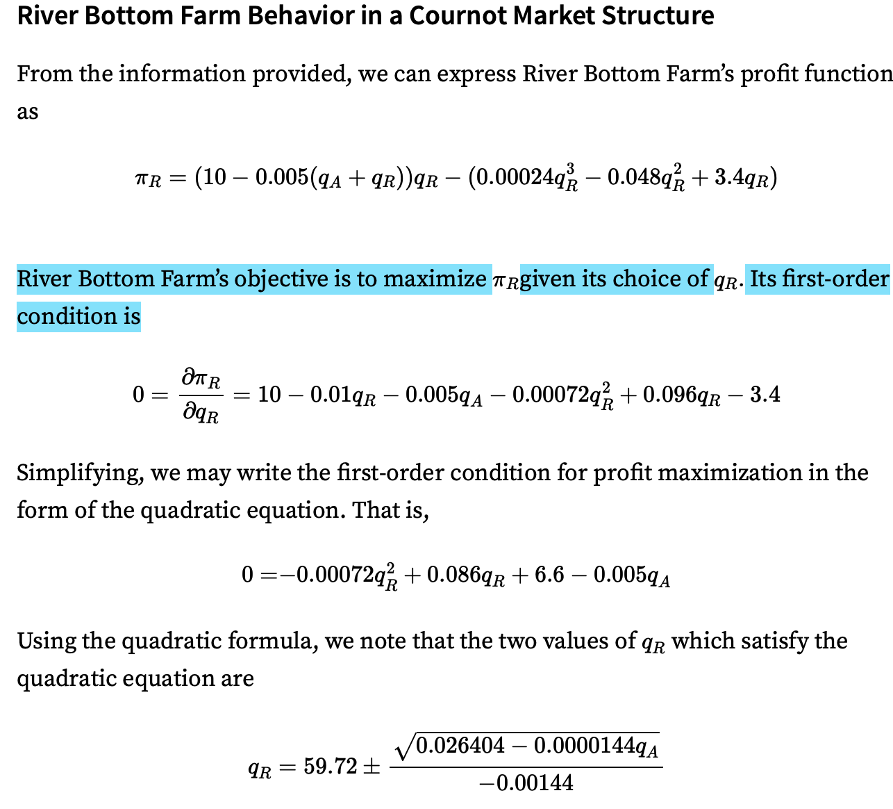 how to plug the numbers from first order condition to the