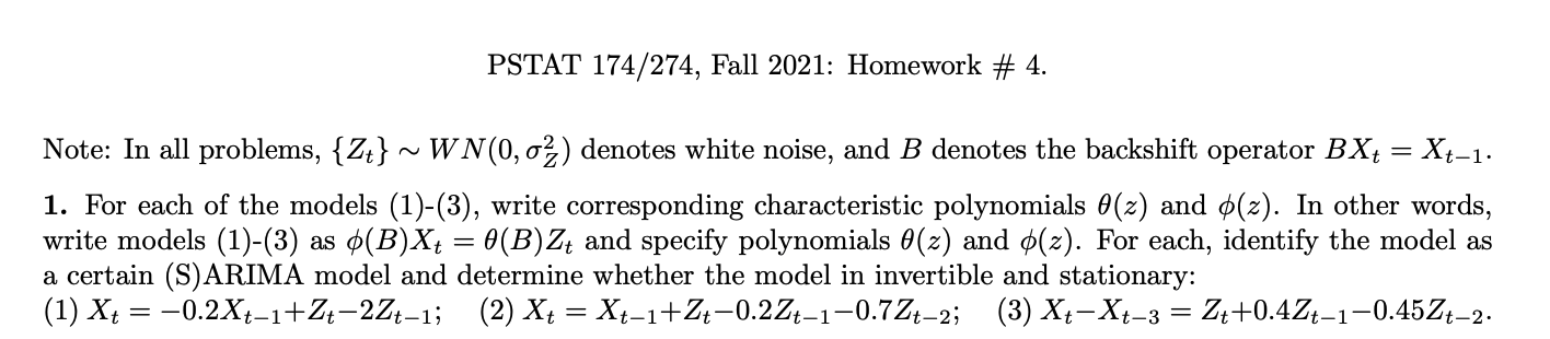 {Zt} ~ WN(0, oz) denotes white noise, and B denotes the backshift