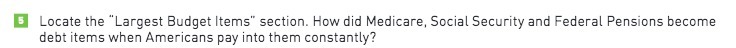 5 Locate the "Largest Budget Items" section. How did Medicare, Social