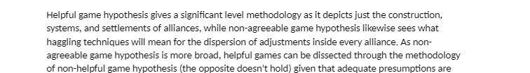 just the construction, systems, and settlements of alliances, while non-agreeable game hypothesis