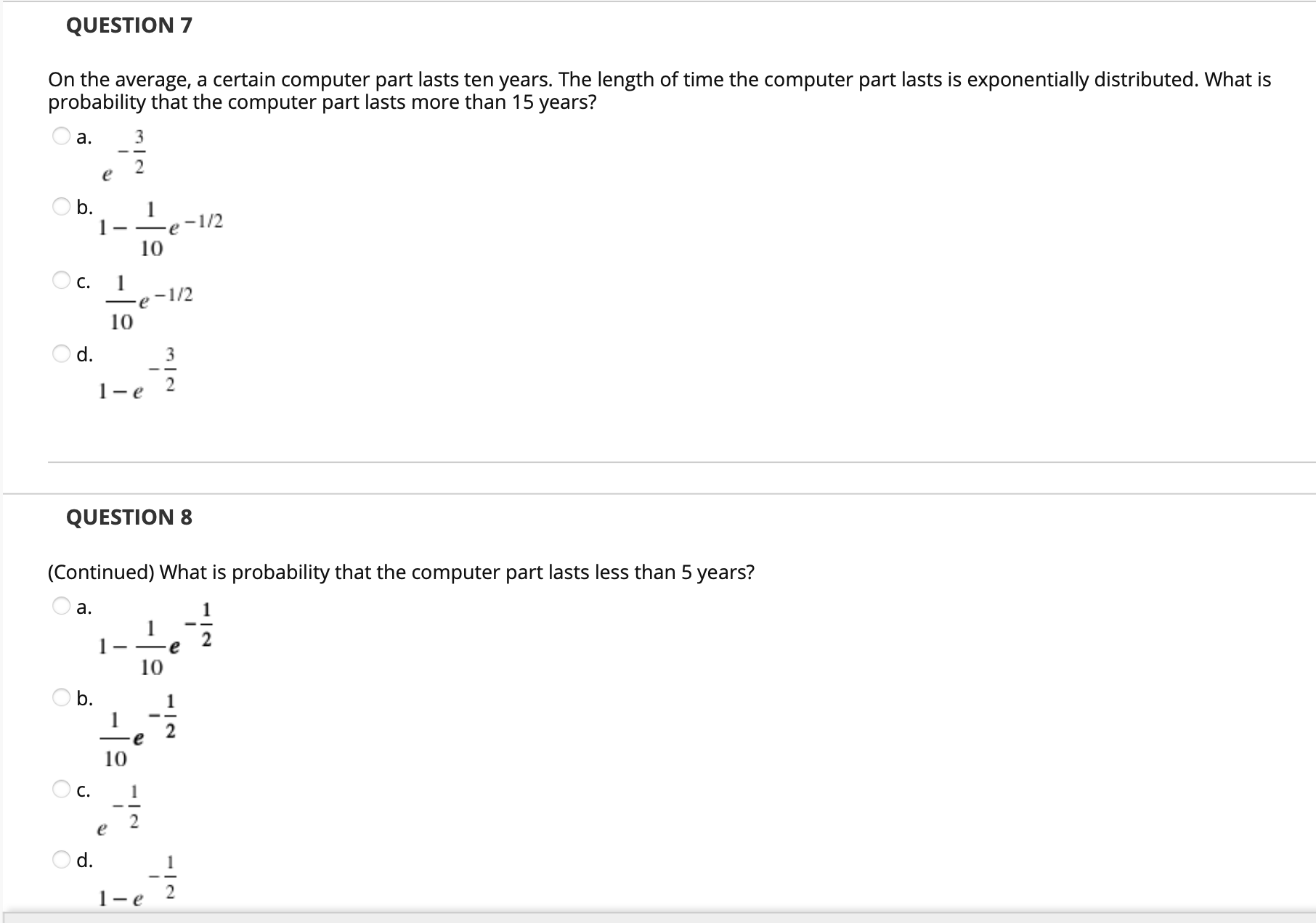 What is probability that the computer part lasts more than 15 years?