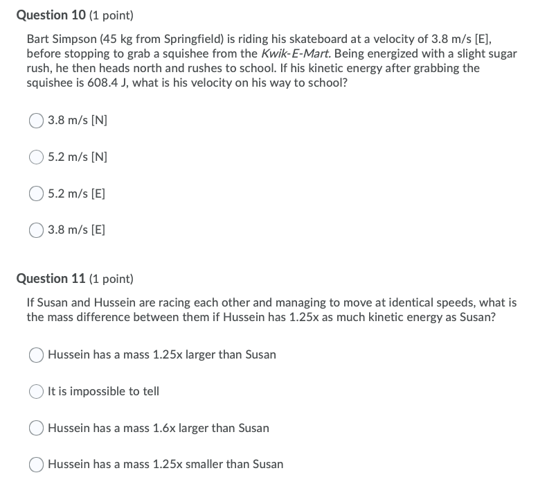 displacement work Oi ii iii force time workQuestion 2 (1 pointl Gravitational