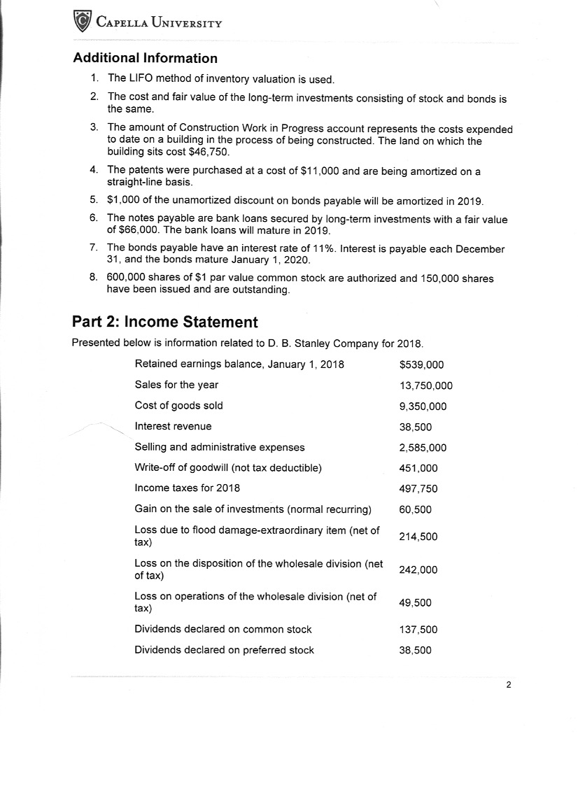 with Part I, especially the additional information. I've included the input information