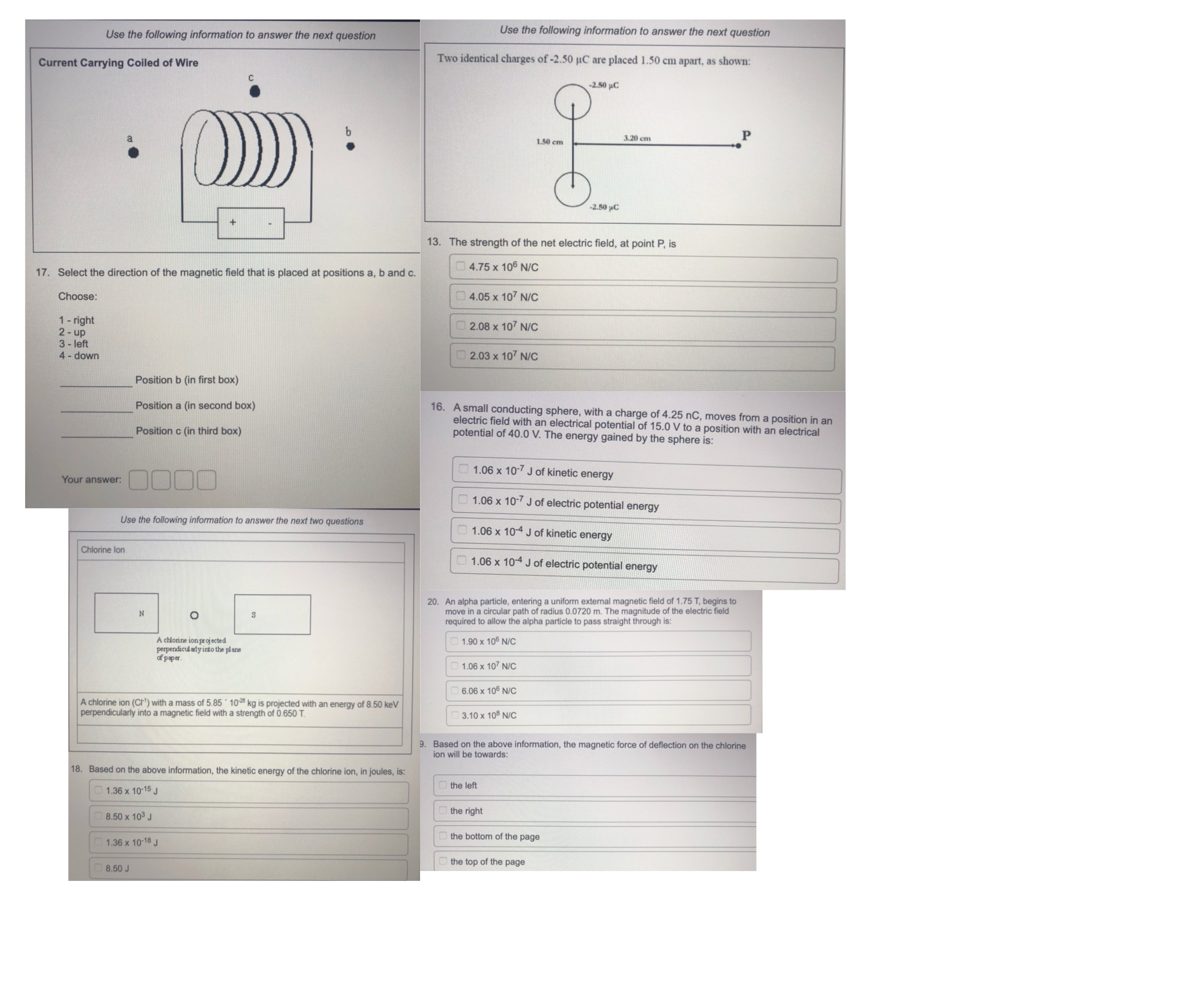  Use the following information to answer the next question Use the