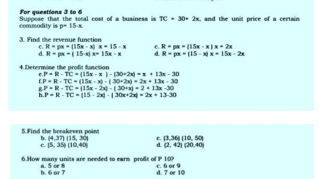 please answer and make solution For questions 3 to 6 Suppose that