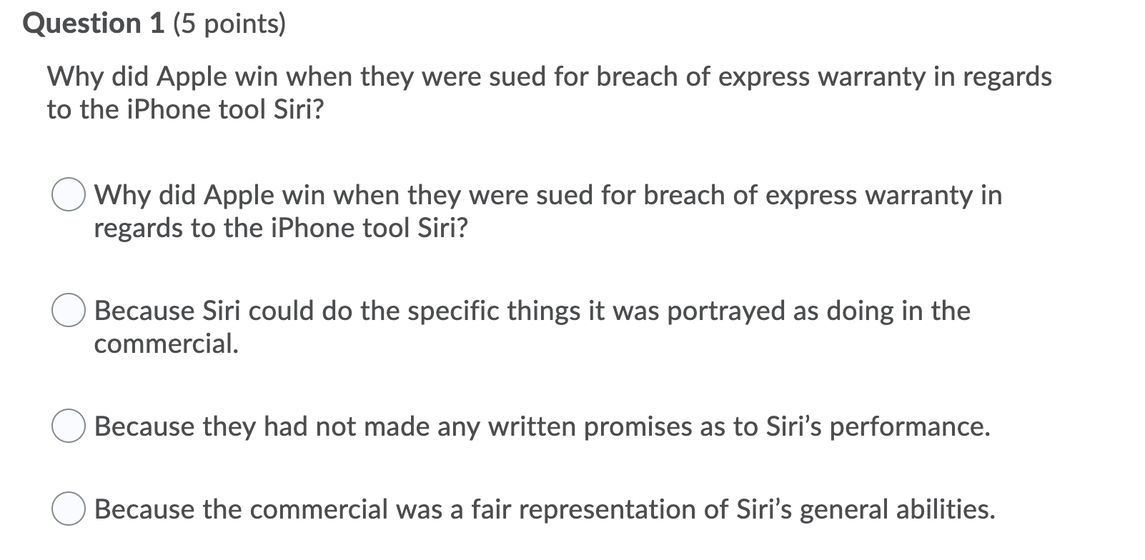 you may answer it without explanations. Question 1 (5 points) Why did