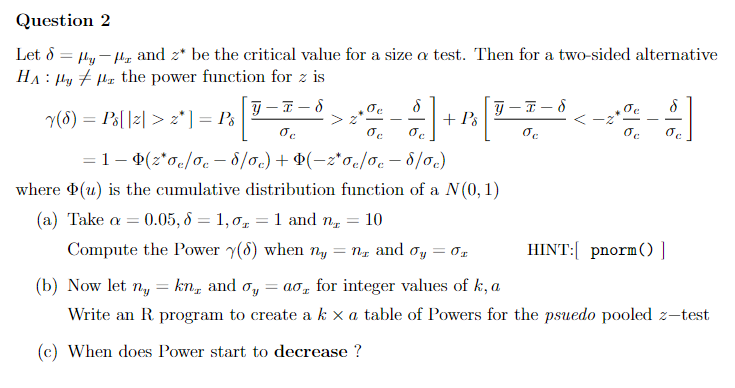 Question 2 Let o = my -p, and a* be the