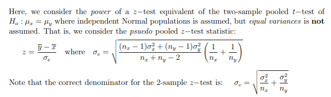 critical value for a size o test. Then for a two-sided alternative