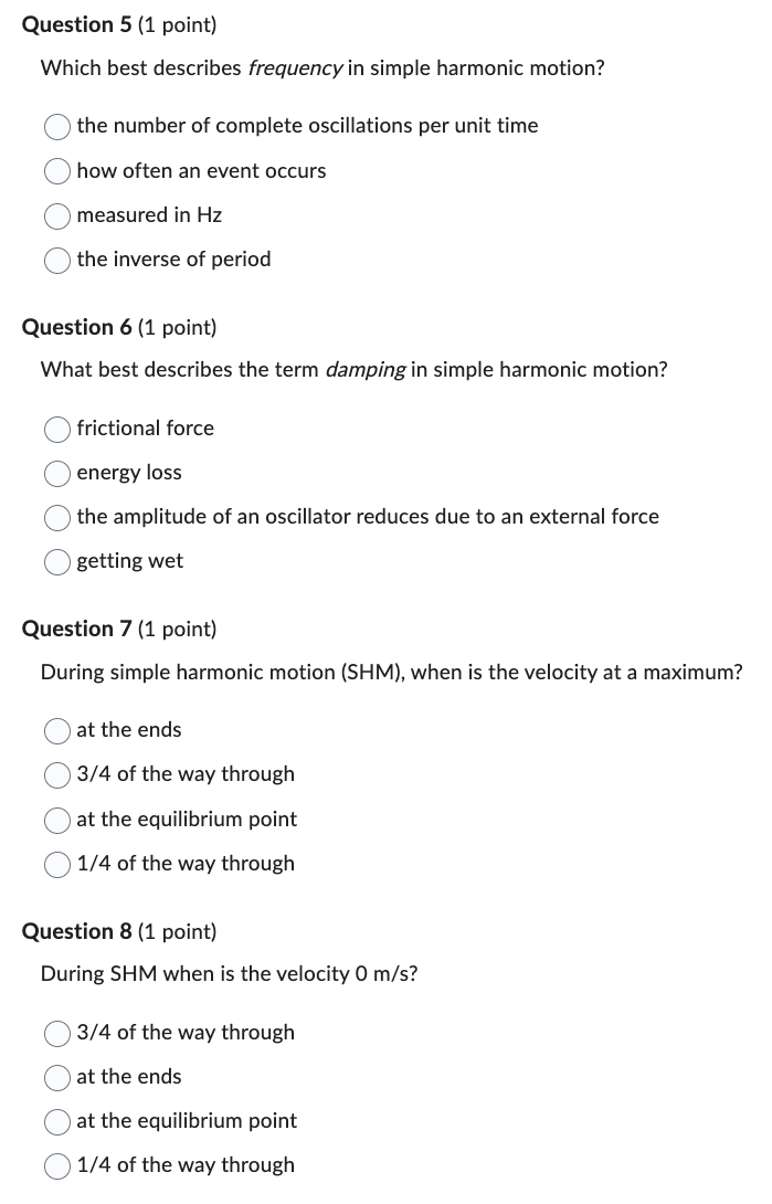 don't need the explanation Question 1 [1 point) Which best describes the