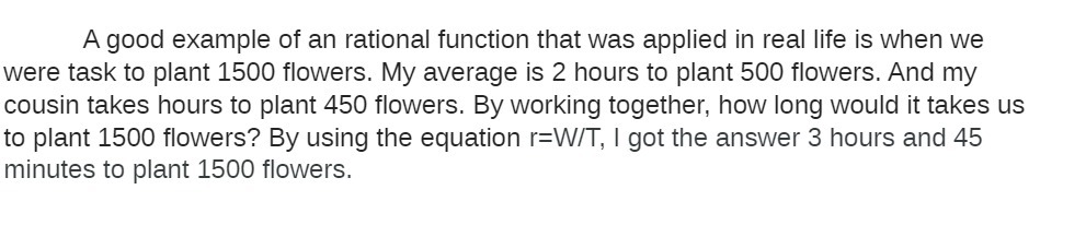  A good example of an rational function that was applied in