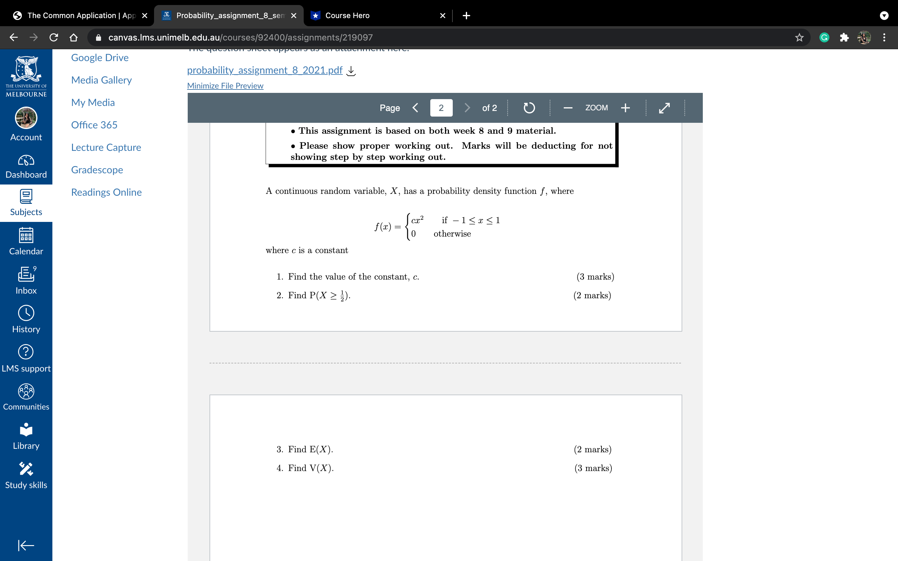 how to go about his The Common Application | App X Probability_assignment_8_sen