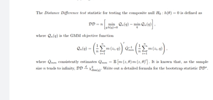 1215 solve the problem please The Distance Difference test statistic for testing