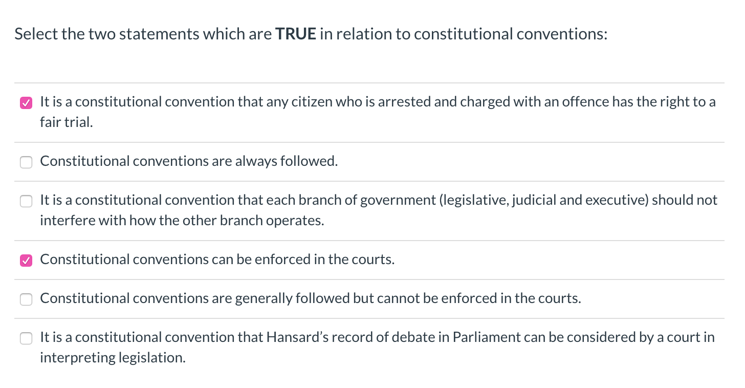 Is this right? Select the two statements which are TRUE in relation