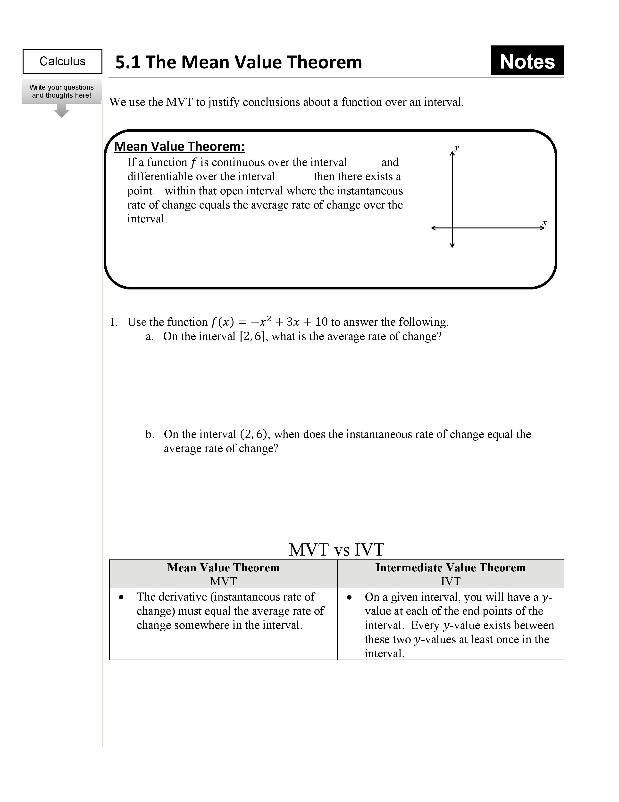 and thoughts here! We use the MVT to justify conclusions about a