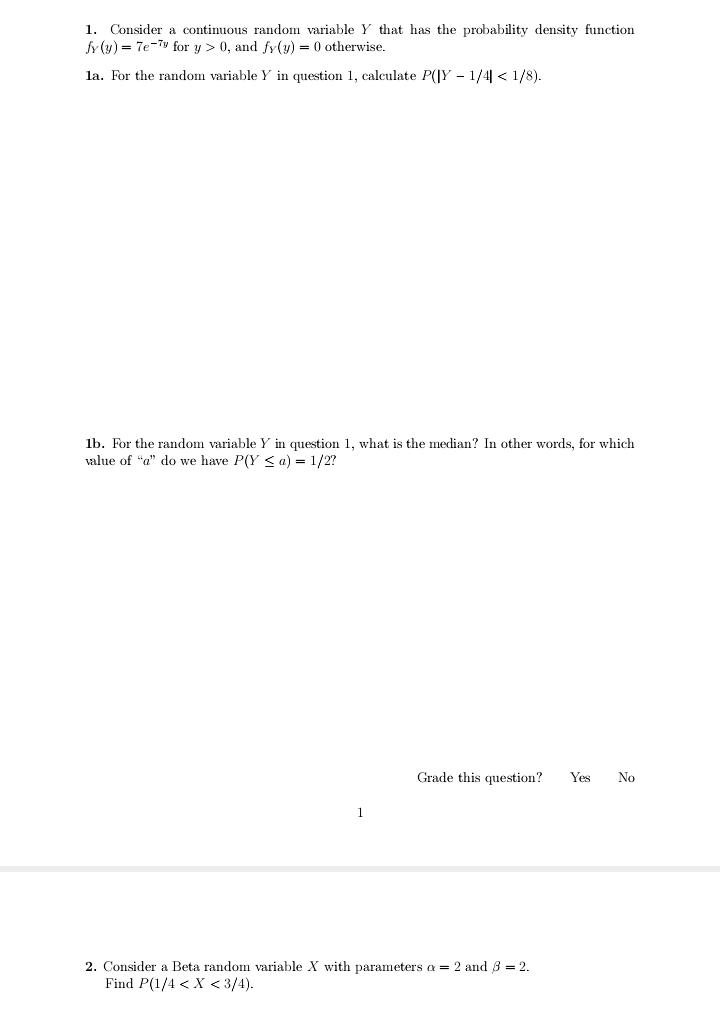 - 1/4) ;, given that Y = 2. In other words, find