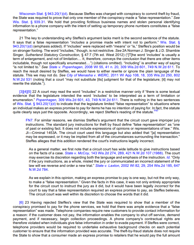 affirmed.Case 7.1 Wis.,2013. State v. Steffes 347 Wis.2d 683, 832 N.W.2d 101,