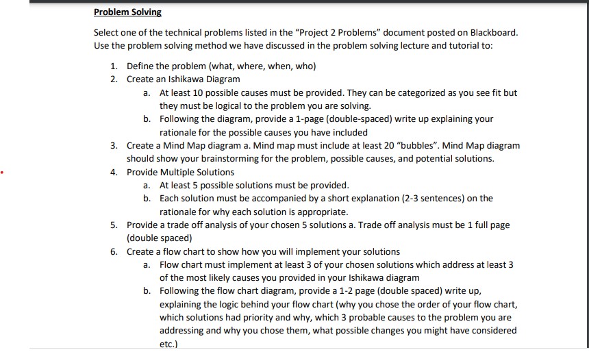 2 Problems" document posted on Blackboard. Use the problem solving method we