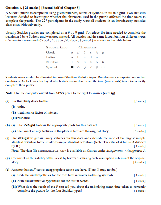  Question 4. [ 21 marks ] [Second half of Chapter 8]