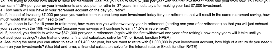 help with problems a-e You are trying to decide how much to